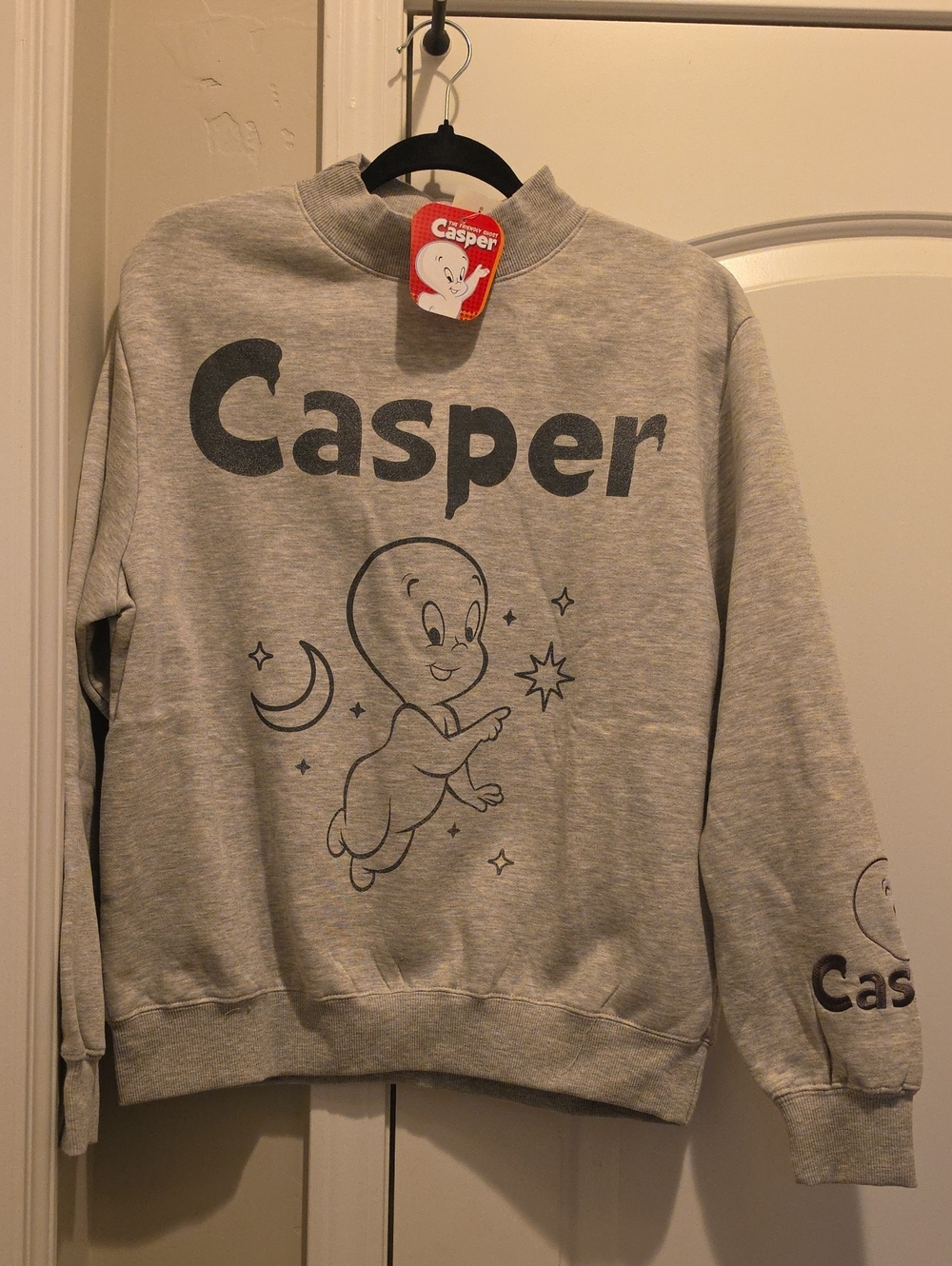 Casper Graphic Crewneck Sweatshirt in Light Gray